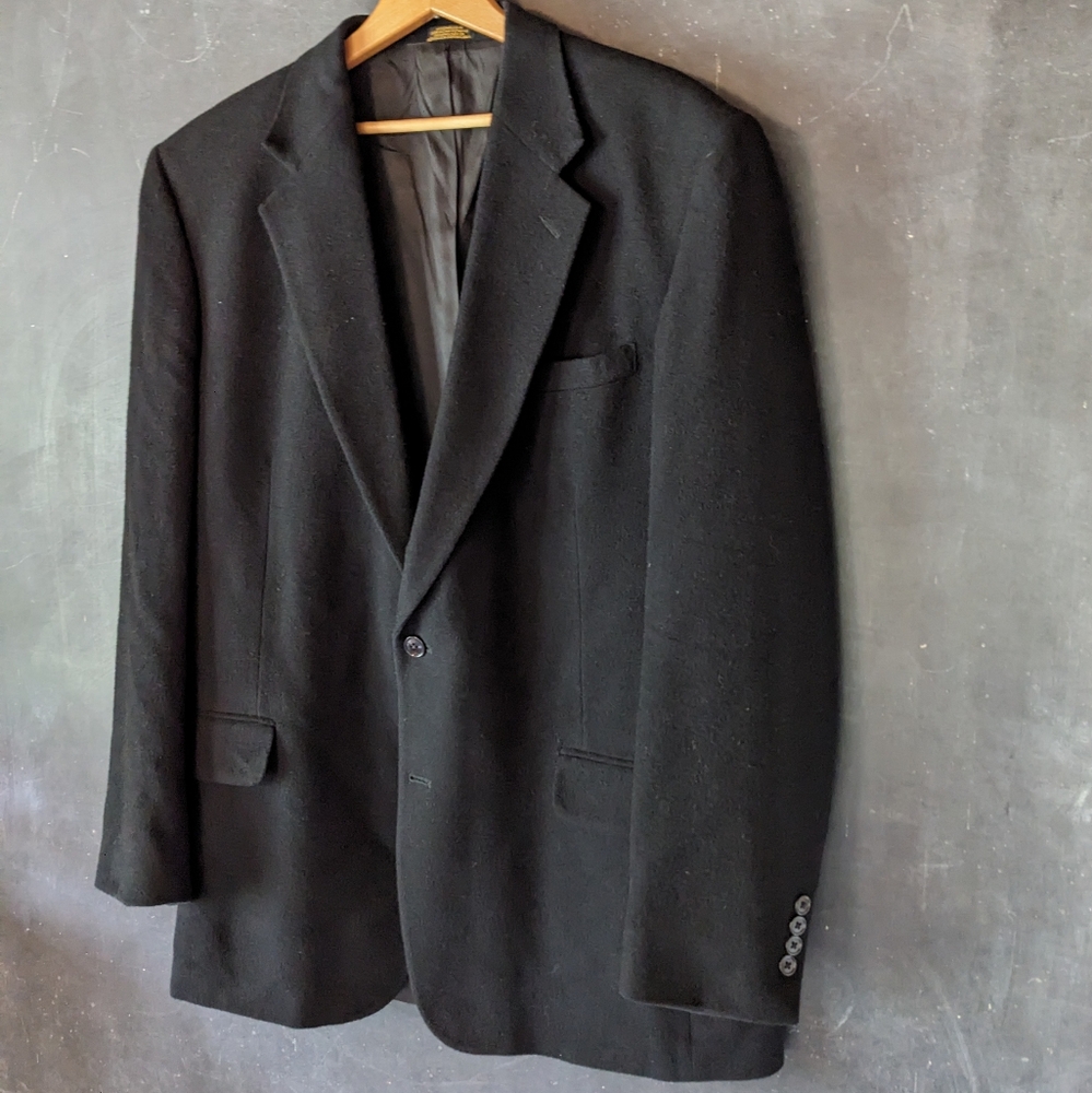 Stafford Men's Camel Hair Sport Coat Blazer Black 44L